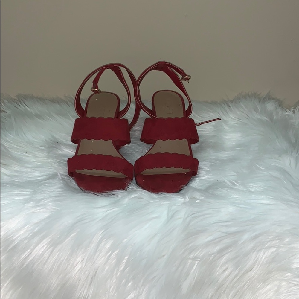 Loft Red suede block heel